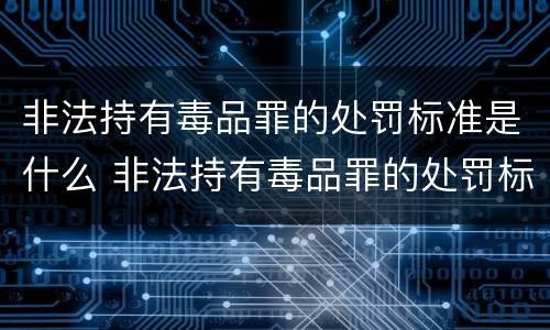 非法持有毒品罪的处罚标准是什么 非法持有毒品罪的处罚标准是什么意思