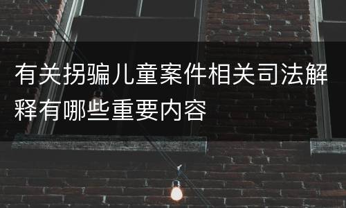 有关拐骗儿童案件相关司法解释有哪些重要内容