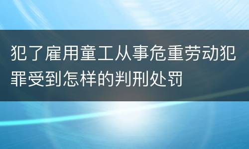 犯了雇用童工从事危重劳动犯罪受到怎样的判刑处罚