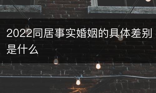 2022同居事实婚姻的具体差别是什么