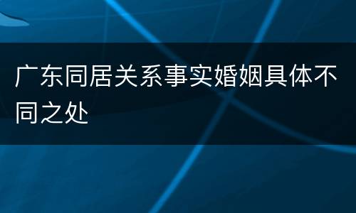 广东同居关系事实婚姻具体不同之处