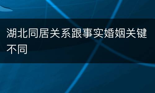 湖北同居关系跟事实婚姻关键不同