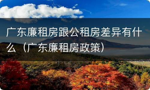 广东廉租房跟公租房差异有什么（广东廉租房政策）