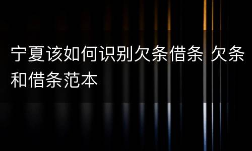宁夏该如何识别欠条借条 欠条和借条范本