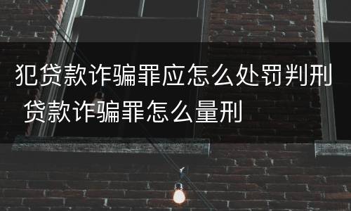 犯贷款诈骗罪应怎么处罚判刑 贷款诈骗罪怎么量刑