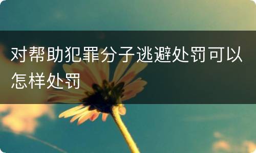 对帮助犯罪分子逃避处罚可以怎样处罚