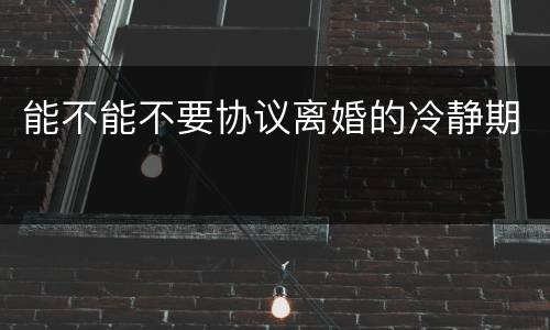 能不能不要协议离婚的冷静期