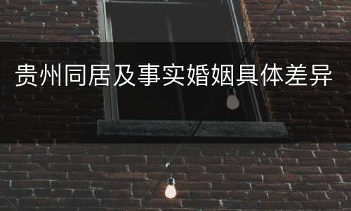 贵州同居及事实婚姻具体差异