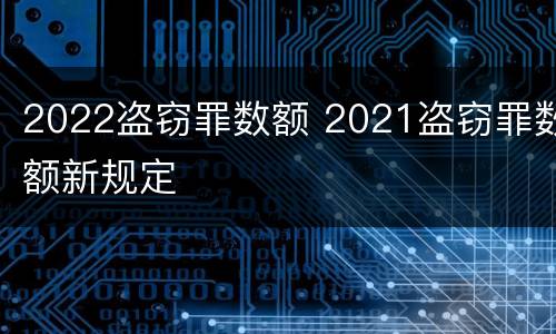2022盗窃罪数额 2021盗窃罪数额新规定