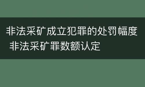 非法采矿成立犯罪的处罚幅度 非法采矿罪数额认定