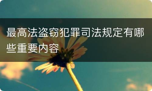 最高法盗窃犯罪司法规定有哪些重要内容