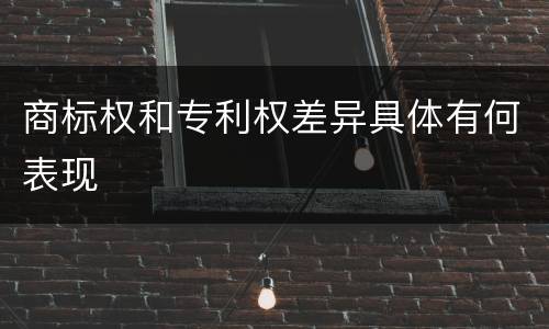 商标权和专利权差异具体有何表现