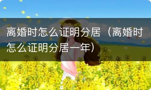 离婚时怎么证明分居（离婚时怎么证明分居一年）