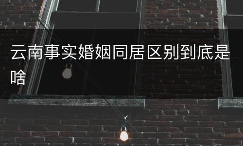 云南事实婚姻同居区别到底是啥