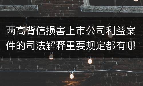 两高背信损害上市公司利益案件的司法解释重要规定都有哪些
