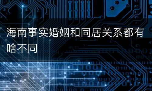 海南事实婚姻和同居关系都有啥不同