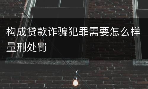 构成贷款诈骗犯罪需要怎么样量刑处罚