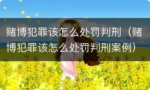 赌博犯罪该怎么处罚判刑（赌博犯罪该怎么处罚判刑案例）