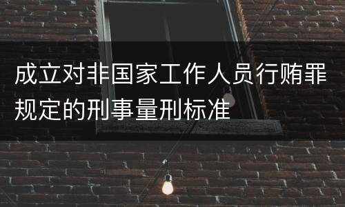 成立对非国家工作人员行贿罪规定的刑事量刑标准