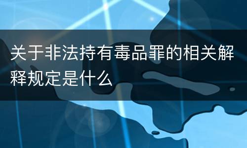 关于非法持有毒品罪的相关解释规定是什么