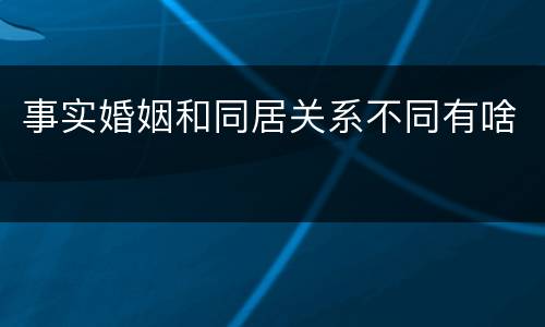 事实婚姻和同居关系不同有啥