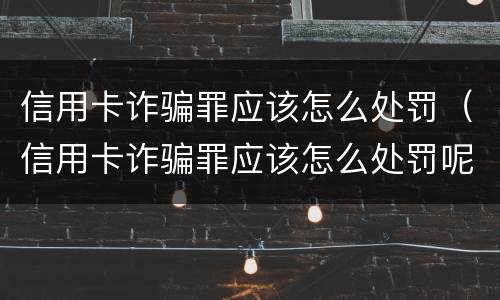 信用卡诈骗罪应该怎么处罚（信用卡诈骗罪应该怎么处罚呢）