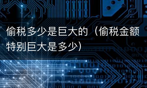 偷税多少是巨大的（偷税金额特别巨大是多少）