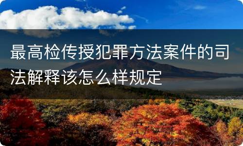 最高检传授犯罪方法案件的司法解释该怎么样规定