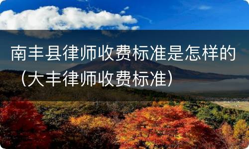 南丰县律师收费标准是怎样的（大丰律师收费标准）