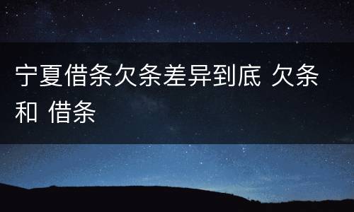 宁夏借条欠条差异到底 欠条 和 借条