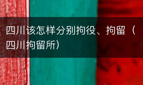 四川该怎样分别拘役、拘留（四川拘留所）