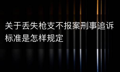 关于丢失枪支不报案刑事追诉标准是怎样规定