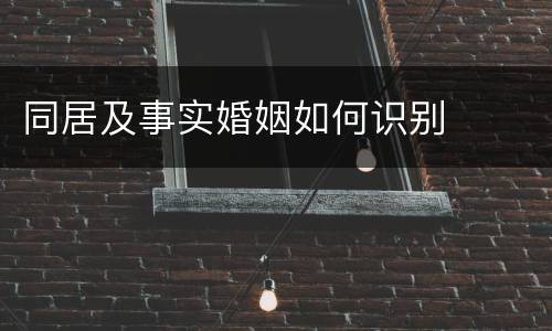 同居及事实婚姻如何识别