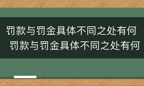 罚款与罚金具体不同之处有何 罚款与罚金具体不同之处有何区别