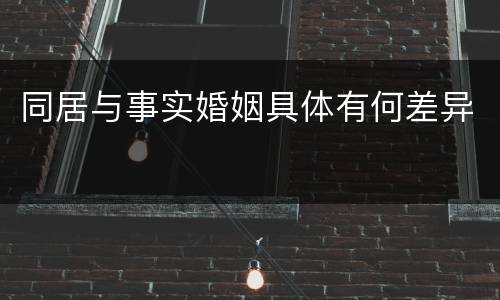 同居与事实婚姻具体有何差异