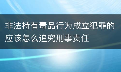 非法持有毒品行为成立犯罪的应该怎么追究刑事责任