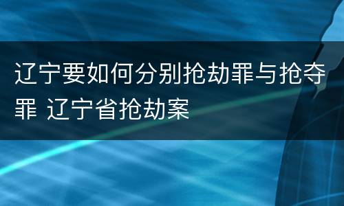 辽宁要如何分别抢劫罪与抢夺罪 辽宁省抢劫案