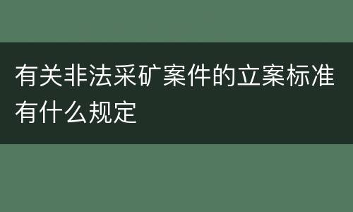 有关非法采矿案件的立案标准有什么规定