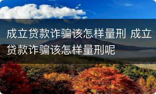 成立贷款诈骗该怎样量刑 成立贷款诈骗该怎样量刑呢