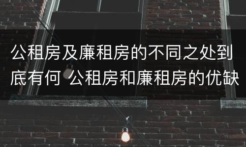 公租房及廉租房的不同之处到底有何 公租房和廉租房的优缺点