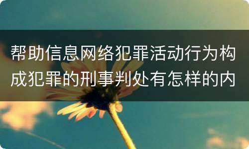 帮助信息网络犯罪活动行为构成犯罪的刑事判处有怎样的内容