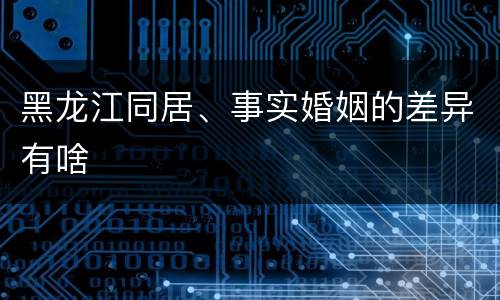 黑龙江同居、事实婚姻的差异有啥