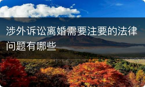 涉外诉讼离婚需要注要的法律问题有哪些