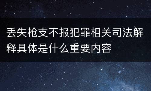 丢失枪支不报犯罪相关司法解释具体是什么重要内容