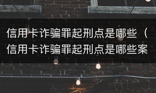 信用卡诈骗罪起刑点是哪些（信用卡诈骗罪起刑点是哪些案件）