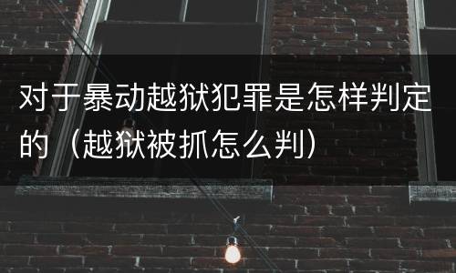 对于暴动越狱犯罪是怎样判定的（越狱被抓怎么判）