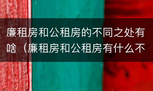 廉租房和公租房的不同之处有啥（廉租房和公租房有什么不同）
