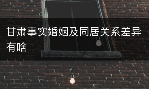 甘肃事实婚姻及同居关系差异有啥