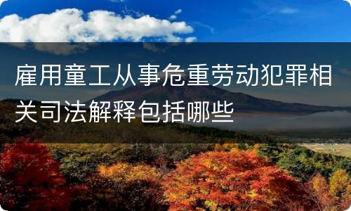 雇用童工从事危重劳动犯罪相关司法解释包括哪些