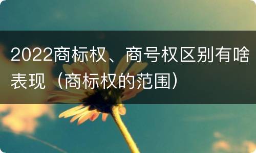 2022商标权、商号权区别有啥表现（商标权的范围）